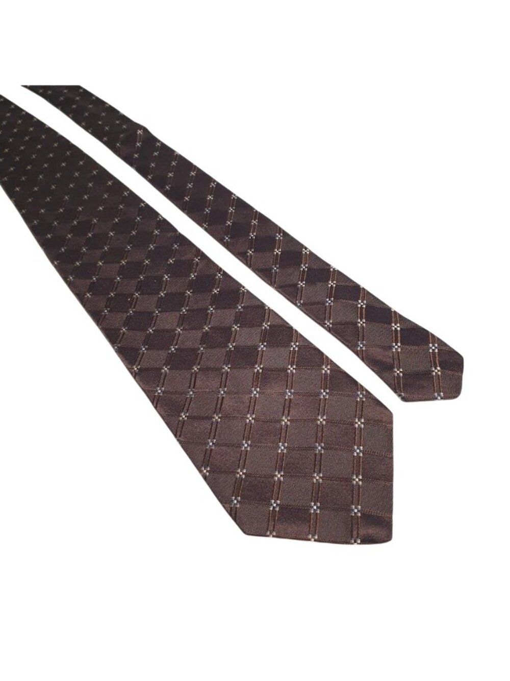 DKNY Brown Plaid Check Silk Necktie Mens Vintage Necktie Office Gift Dad
